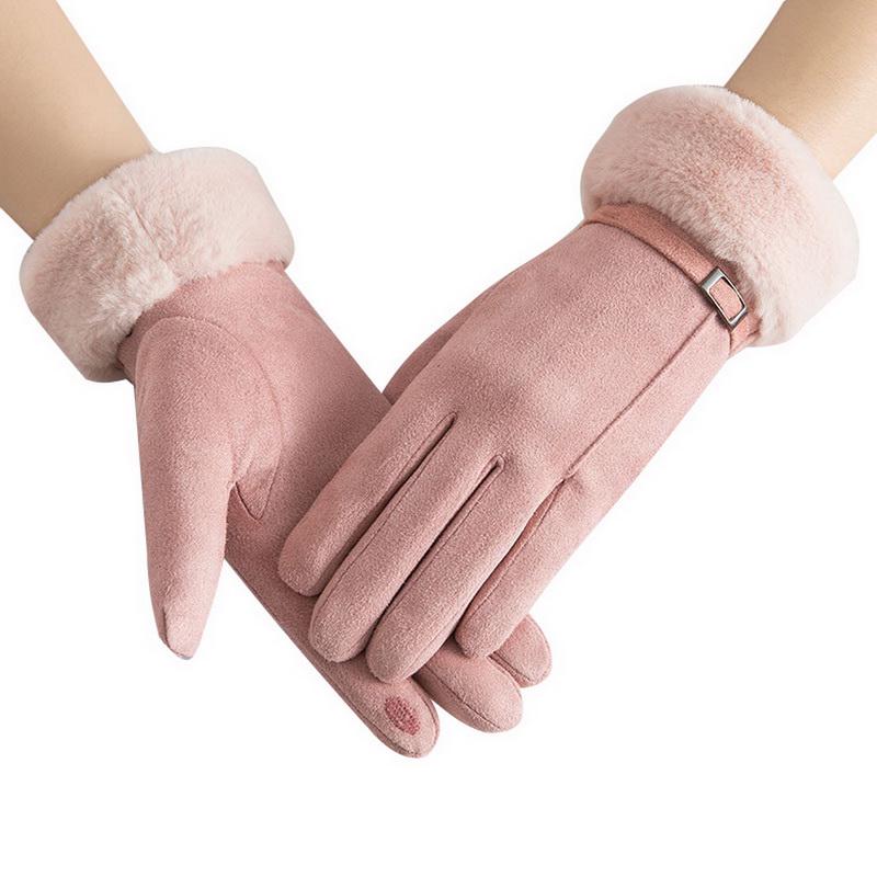 New Fashion Women Gloves Autumn Winter Cute Furry Warm Mitts Full Finger Mittens Women Outdoor Sport Female Gloves Screen