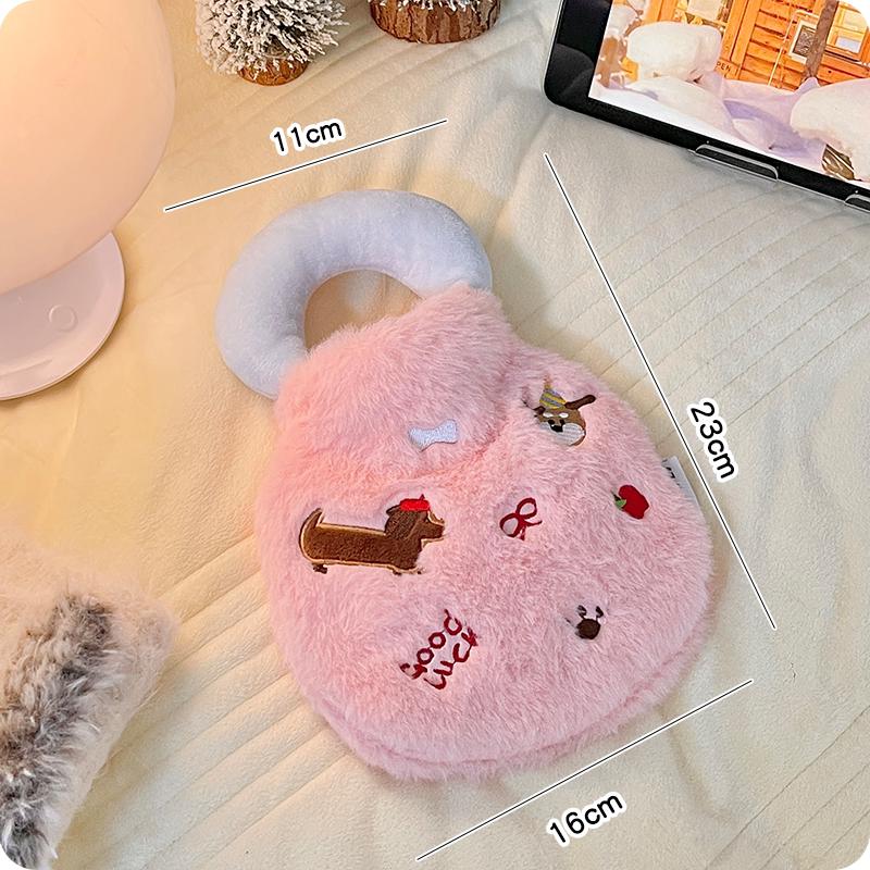 Cute Embroidered Puppy Hot Water Bottle, Winter Explosion-Proof Water-Filled Warm Water Bag, Warm Palace, Warm Hands, for Girls and Students