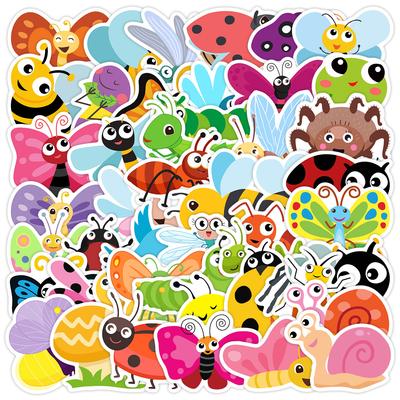 50 Cartoon Insect Doodle Stickers Water Cup Mobile Phone Suitcase Waterproof Decorative Stickers DIY Bug Stickers