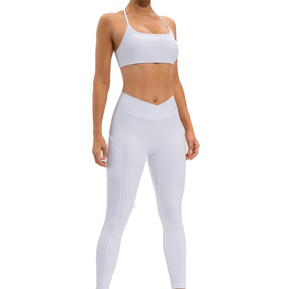 

Женский трансграничный спортивный комплект для йоги и бега: Ощущение обнаженности, Быстросохнущий, Дышащий, Красивая спина, Поддержка бедер Extra Large белый/слоновая кость