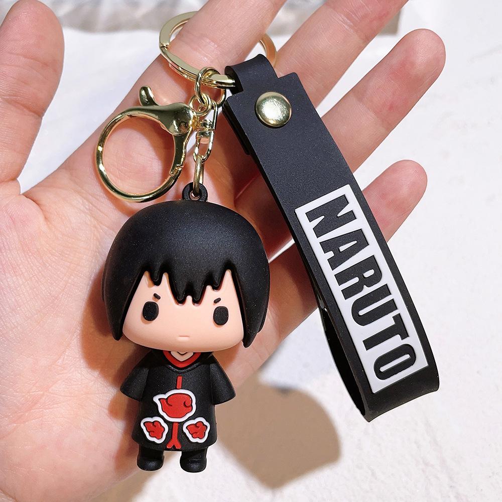 Cartoon PVC Naruto Anime Peripheral Toy Doll Keychain Naruto Silicone Figure Car Key Chain Christmas, Halloween Gift