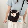 Sheep Cartoon Canvas Crossbody Bag For Teens Soft Material Daily Outfit Shoulder