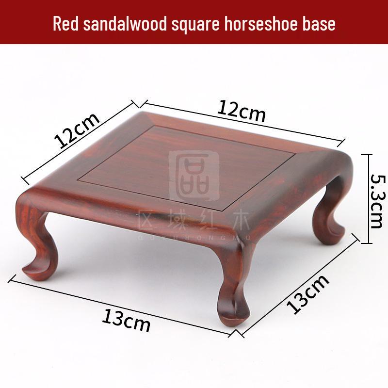 Red Sandalwood Fan-Shaped Teapot Vase with Rosewood Base Ornament