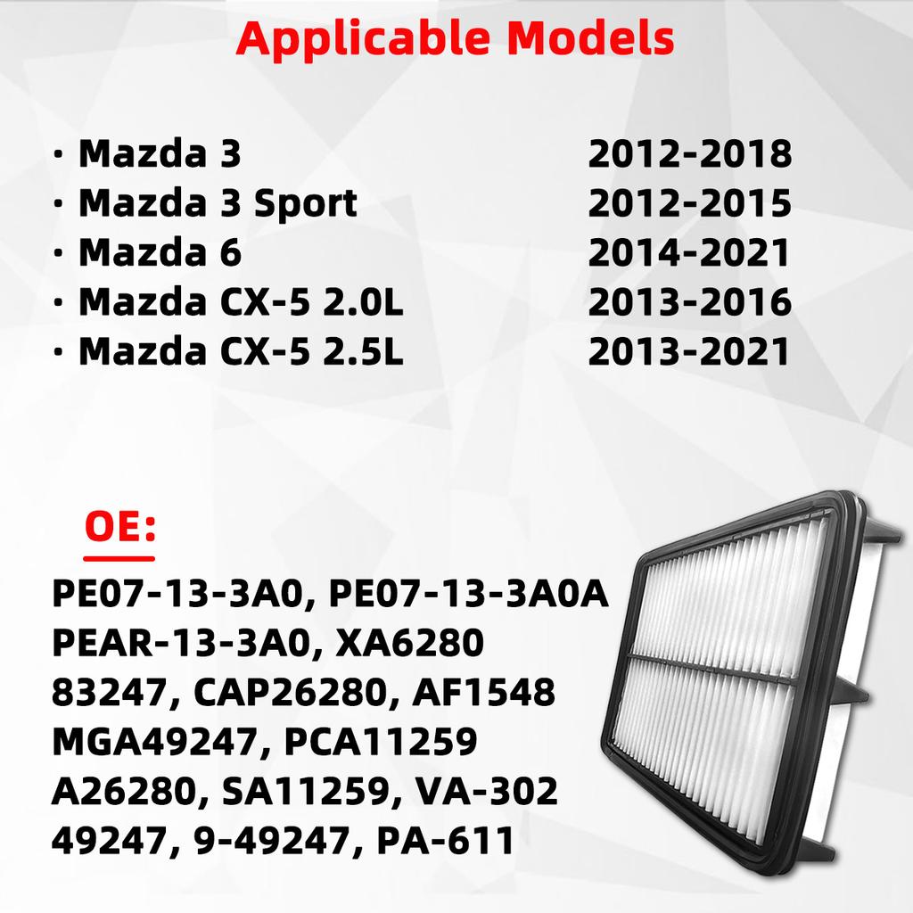 PINMOAP High-Performance Automotive Intake Filter CA11259 Is Suitable For Mazda3/3 Sport/6/CX-5 Engine Air Filter PE07-13-3A0A