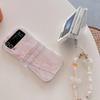 Korean Marble Texture Painted Case For Samsung Galaxy Z Flip 6 5 4 3 5G Flip4 Flip5 3-piece Set Flip6 Cute Anti-Scratch Cover