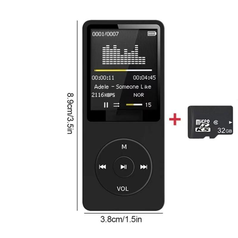 Portable MP3 Player HiFi Music Walkman Bluetooth USB Charging Record Digital Display Screen Support FM Radio E-Book Recording