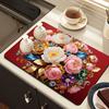 3D Flower Dish Mat Diatomaceous Earth Absorbent Dish Drying Mat Coaster Floral Placemat Insulation Mat for Kitchen Counter Dining Table