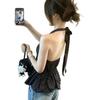 French Chic Black Polka Dot Neck V-Neck Vest Suspender Women's Summer Pure Wearing Short Sleeveless Top