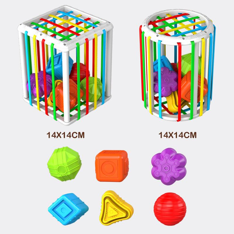 Cross-border Puzzle Children's Baby's Cube Rainbow Sesele Early Education Infant Cognitive Building Blocks Rattle Toy