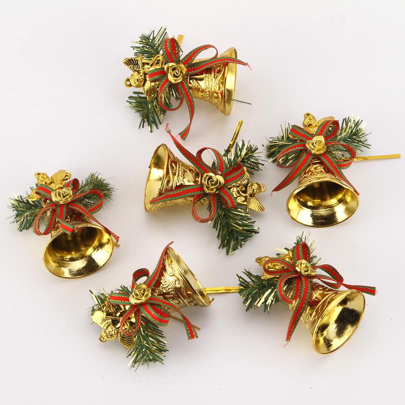 Gold Christmas Bells & Silk Florals: European & American Style Tree Ornaments & Hanging Decor