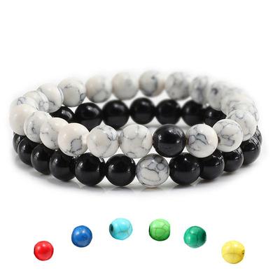 Set Bracciali di Perline Turchese e Nero Opaco