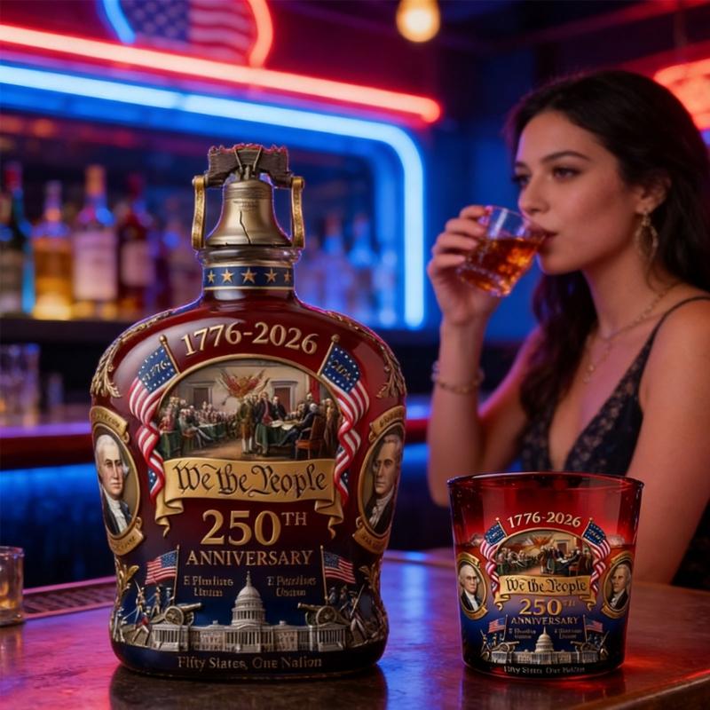 250th Anniversary American Whiskeys Decanter Set With Patriotic Designs For Collectors And History Enthusiasts