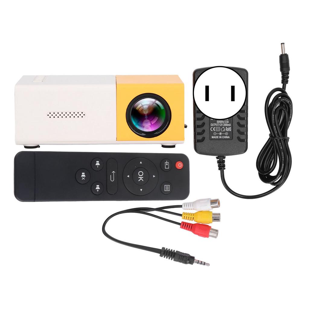 Projector 1080p Diffuse Reflection Imaging Support 23 Languages HD Projector with Spkers Yellow