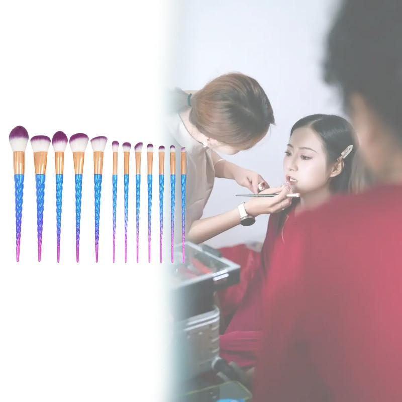 Pattern Spiral Mermaid 12 Piece Makeup Brush Collection Long Supplies Handles