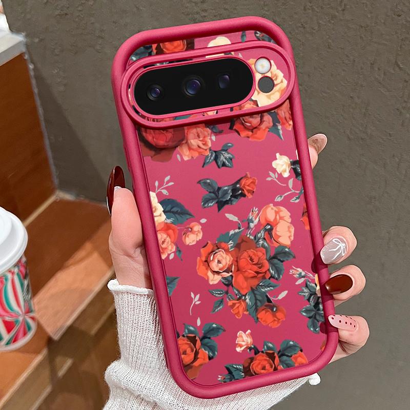 

Мягкий силиконовый чехол с рисунком розы для Google Pixel 9 8 Pro Xl 8a, противоударный матовый защитный чехол для линз от падения Google Pixel 8 Pro вино красного