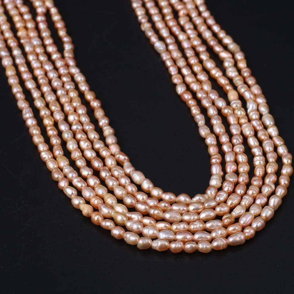 1String, White Natural Freshwater Pearls, Handmade Rice Pearl Beads, 3-3.5 Mm, for DIY Necklace Accessories, Jewelry Making, Women Gift, 36 Cm