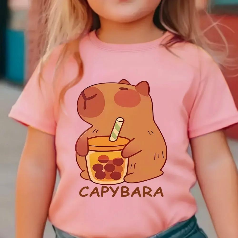 Kids Clothes Summer Capybara Graphic T Shirts ONeck Clothing for Girls Short Sleeve Children TShirt Fashion Tops Child T Shirt