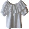 2025 Summer Korean Sweet Ruffle Tie-Up Bubble Sleeve Women's Top