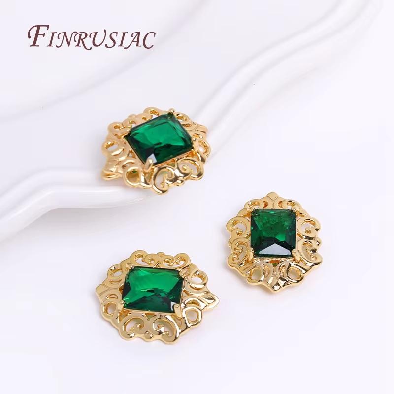 Necklace Clasps,18K Gold Plated Green Zircon Pearl Clasp For Jewelry,Fasteners For Bracelets Accessories,DIY Connectors Clasps