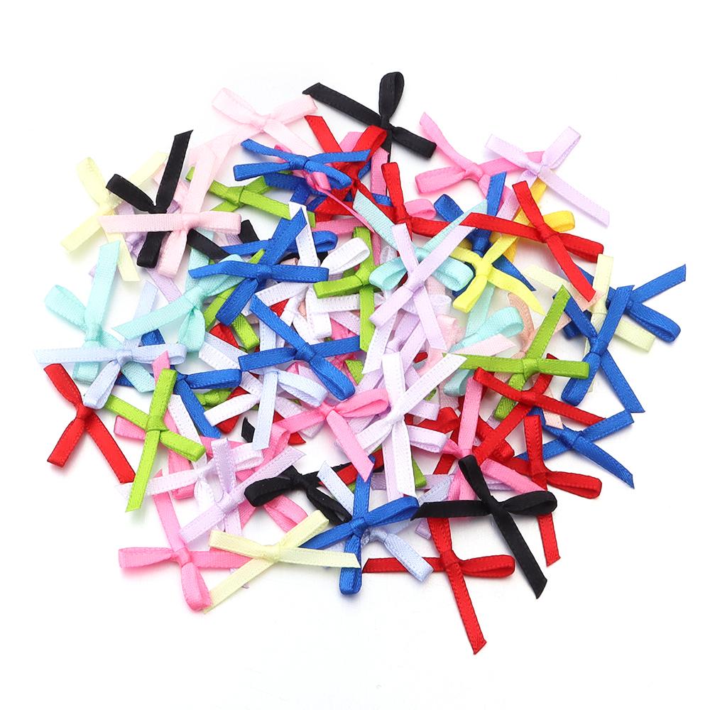 50Pcs/pack Color Ribbon Bows Fashion Small Size Satin Ribbon Bow DIY Handmade Crafts Hairpin Hair Grip for Party Home Decoration