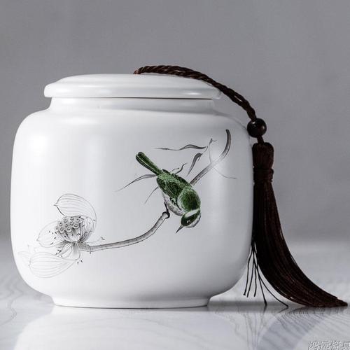 Creative Ink Painting Ceramic Storage Jar with Lid Sealed Tea Tin Candy Coffee Food Jar Storage Container Home Decoration Modern