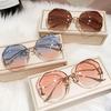 Cheap Luxury Trendy Designer Sun Glasses Rimless Shades Polygon Ladies Sunglasses for Women