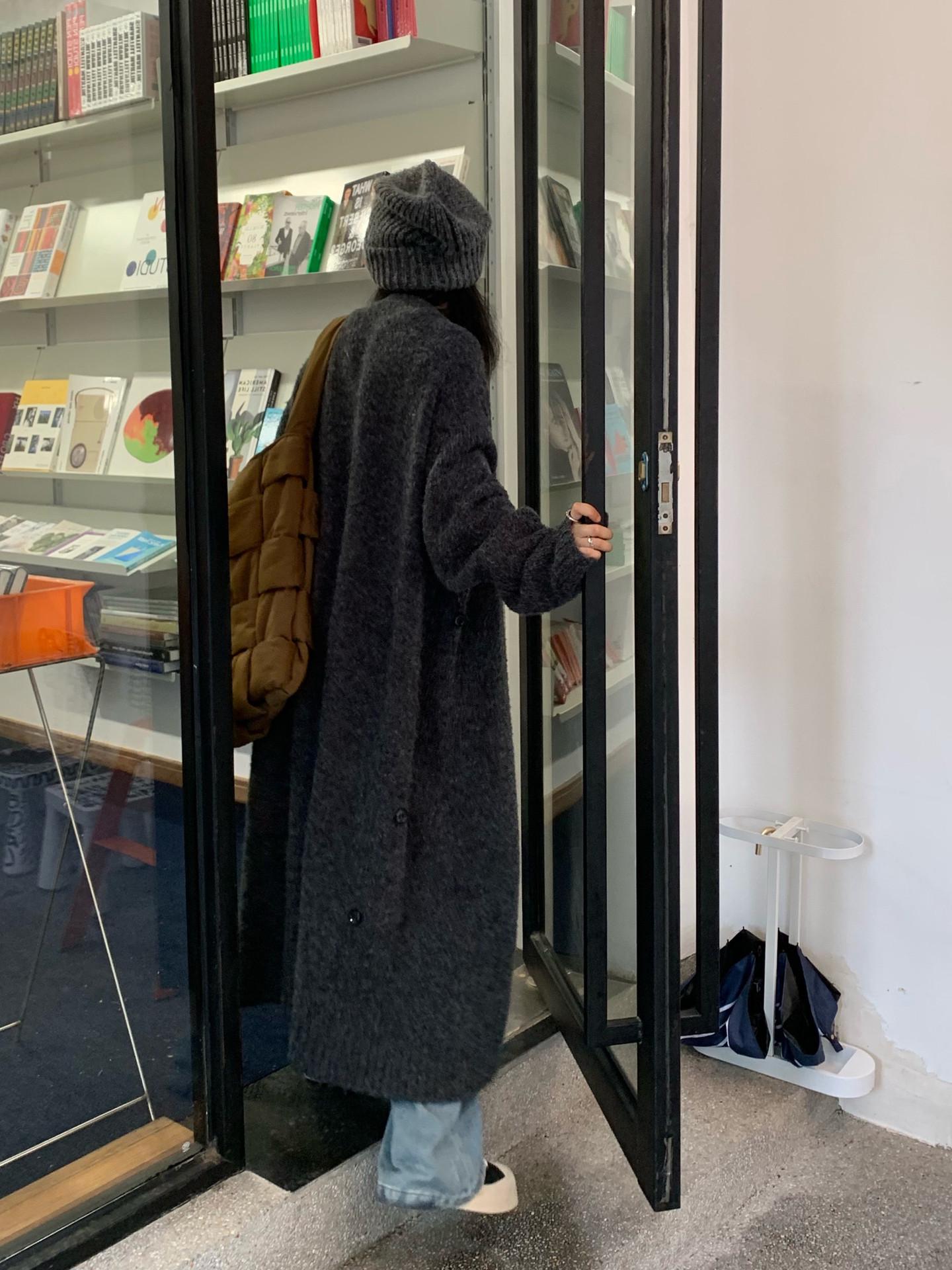 

Mo B Нежный Осенне-Зимний Длинный Приталенный Вязаный Кардиган Свободного Кроя One Size