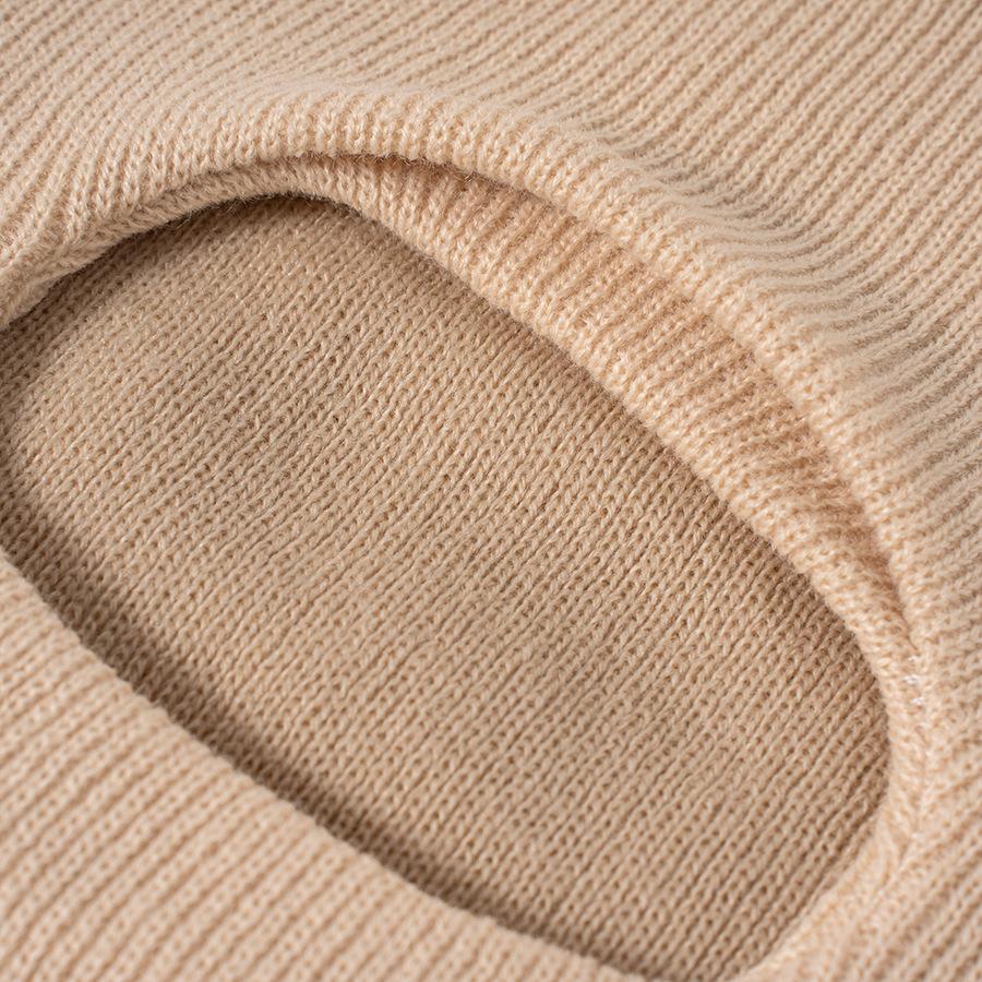 3-12J Herbst- und Winter-Pullovermütze, Kinder-Ohrenschutz-Einteilermütze mit doppelten Bommeln, Niedliche einfarbige Wollstrick-Einteilermütze