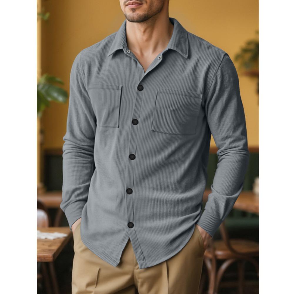New Spring Autumn Men's Corduroy Shirt Europe Vintage Style Casual Versatile Long Sleeve Workwear Jacket for Men