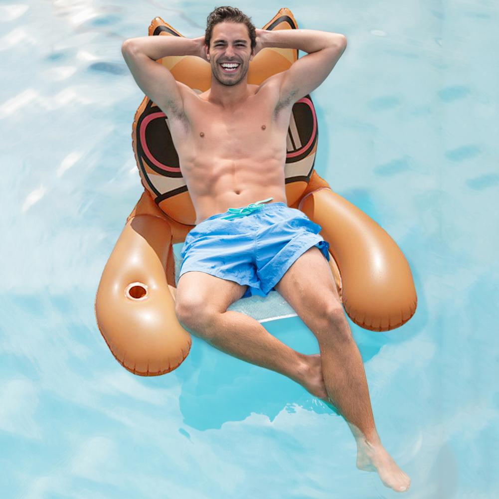 New Water Hammock Recliner Cartoon Animal Inflatable Floating Swimming Mattress Summer Swim Ring Adult Kid Pool Water Sports Toy