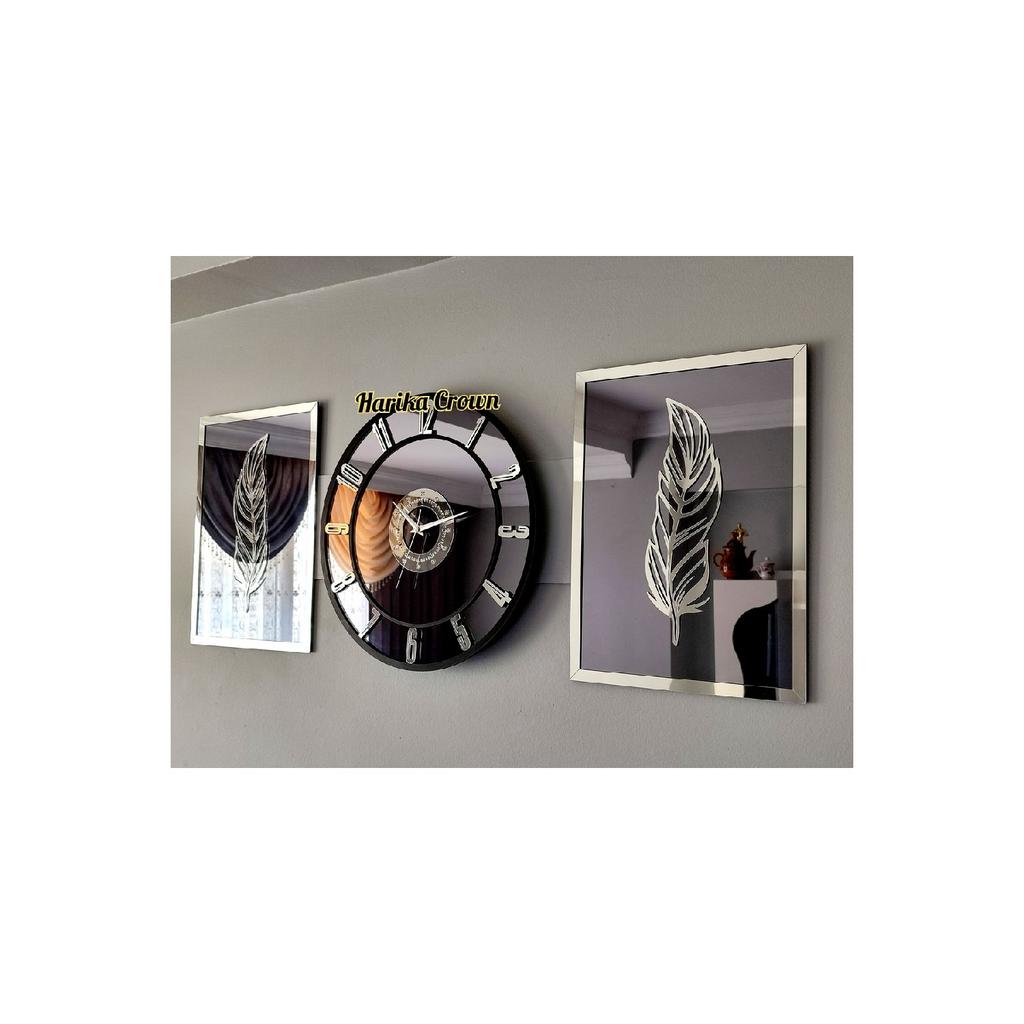 Verspiegeltes Modell 2 Federgemälde und Uhr-Set 40