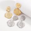 Exaggerated Gold Color Sunflowers Pendant Earrings for Women Simple Metal Floral Geometric Irregular Earrings Wear Zircon Gifts