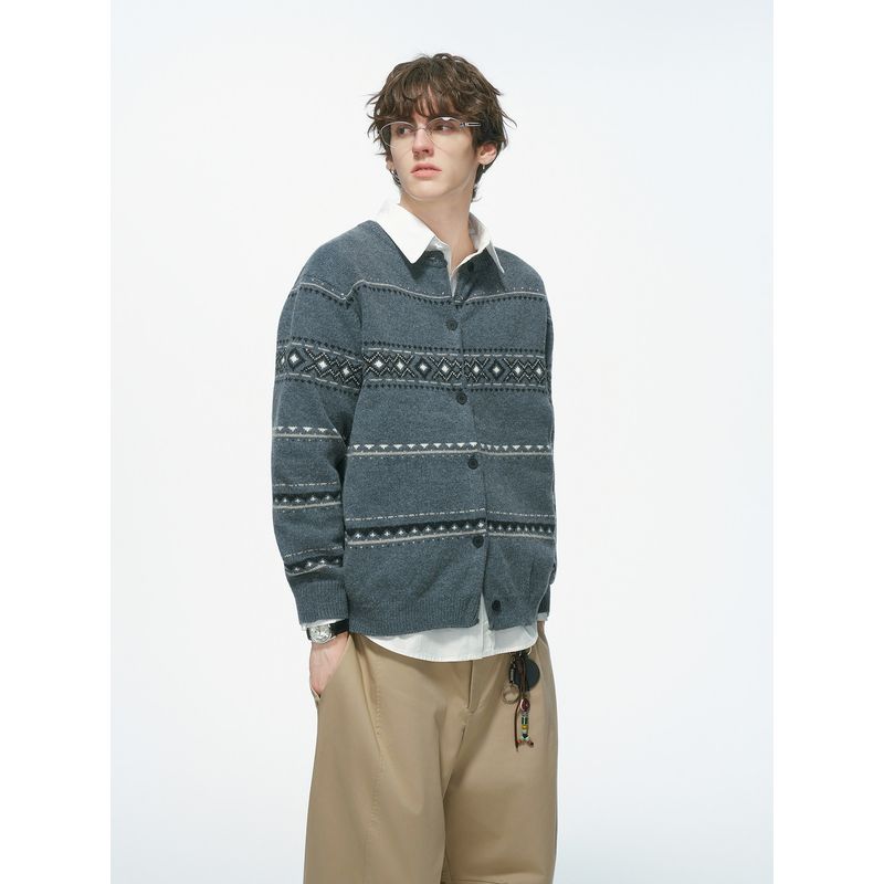 Dream Made Fair Isle Cardigan Sweater for Men, Autumn and Winter Style, Casual Knitwear for Men