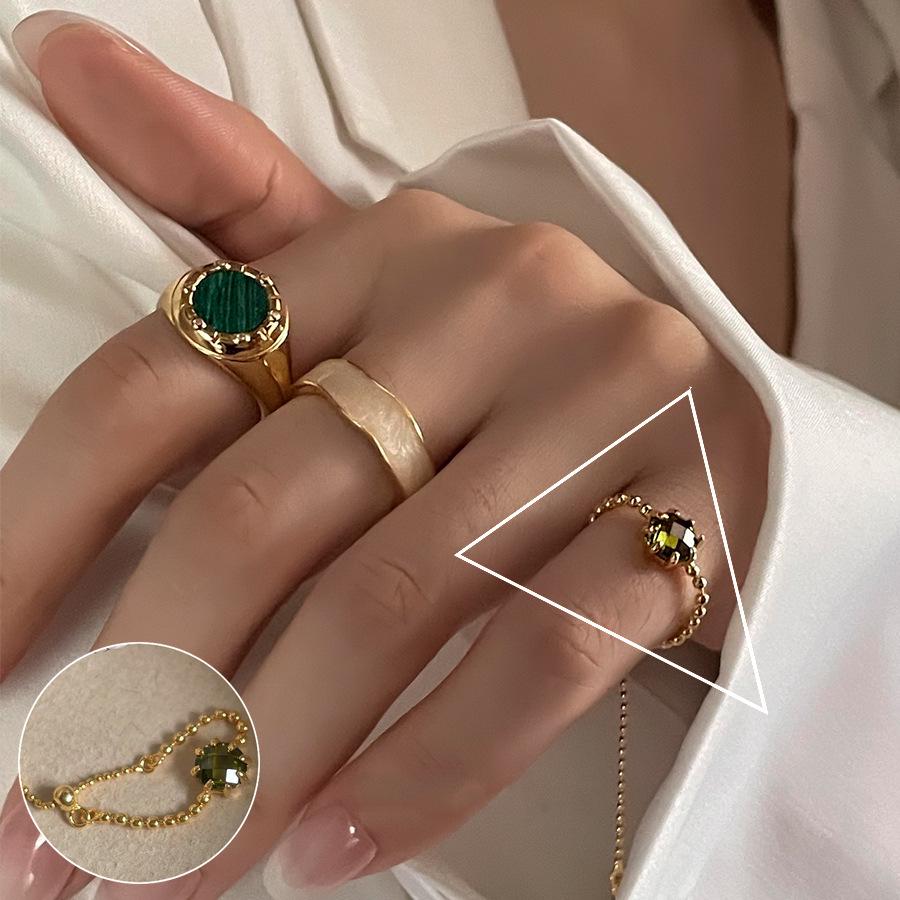 Inel de deget deschis, placat cu argint, cu glazură colorată în stil vintage și design geometric, pentru femei