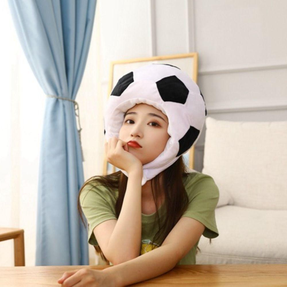 Soft Cartoon Headgear Cap Funny Plush Headgear Photography Props Football Headgear  Halloween