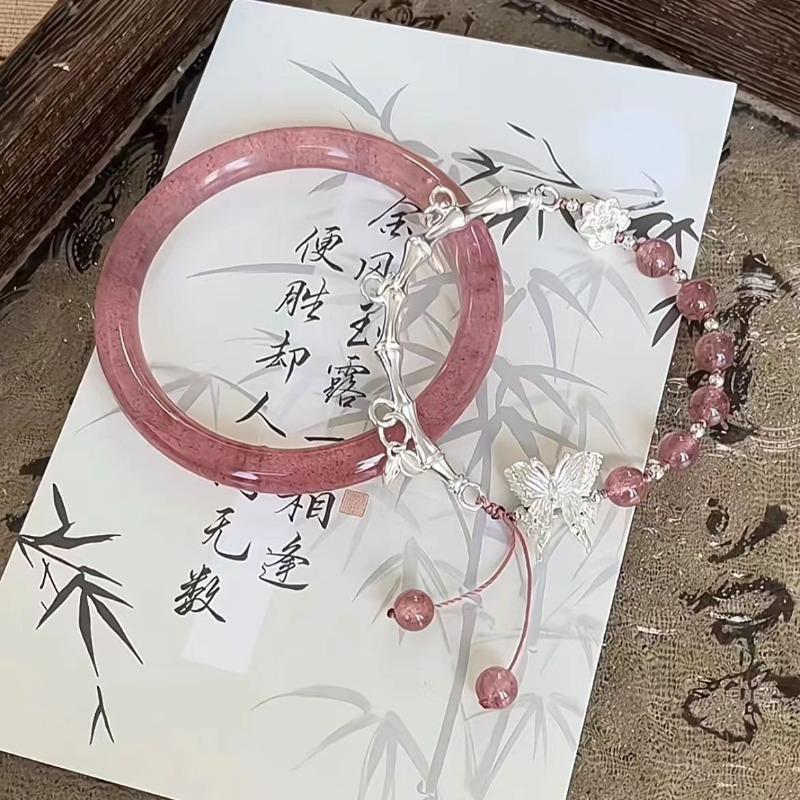 Half bracelet, bamboo butterfly bracelet, women's handmade bracelet, high-value student antique senior bracelet.