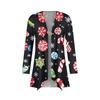 Women's Fashion Casual Christmas Print Medium Length Cardigan Jacket Coat
