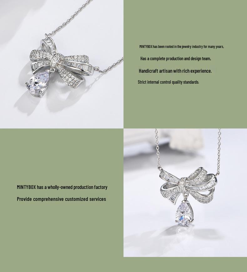 Elegant Bow Tie Diamond Necklace for Women - Versatile Spring/Summer Jewelry with a Unique Design