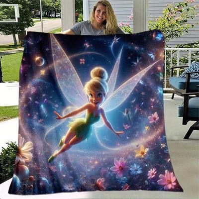 1pc Tinker Bell Printing Blanket - Soft, All-Season Throw for Office Blanket, Car, Travel