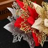 5-20pcs Christmas Artificial Flowers Glitter Xmas Tree Ornament Red Gold Poinsettia Flower Head Home New Year Party Decoration