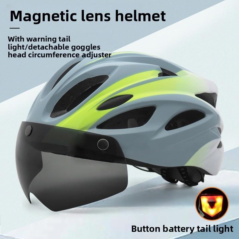 sale cycling bicycle helmet with magnetic goggles and battery tail light for adult road mountain bike helmet motorcycle