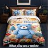 Teddy Bear Theme Custom Text Or Name 3Pcs Bedding Set,1 Flat Sheet & 2 Pillowcases Personalized Home Bedding