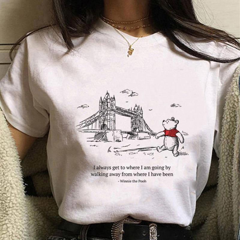 Disney Winnie The Pooh T-Shirt Cartoon Graphic T Shirts Women's Short Sleeve Summer Casual Tops T-shirt Aesthetic Harajuku Tees