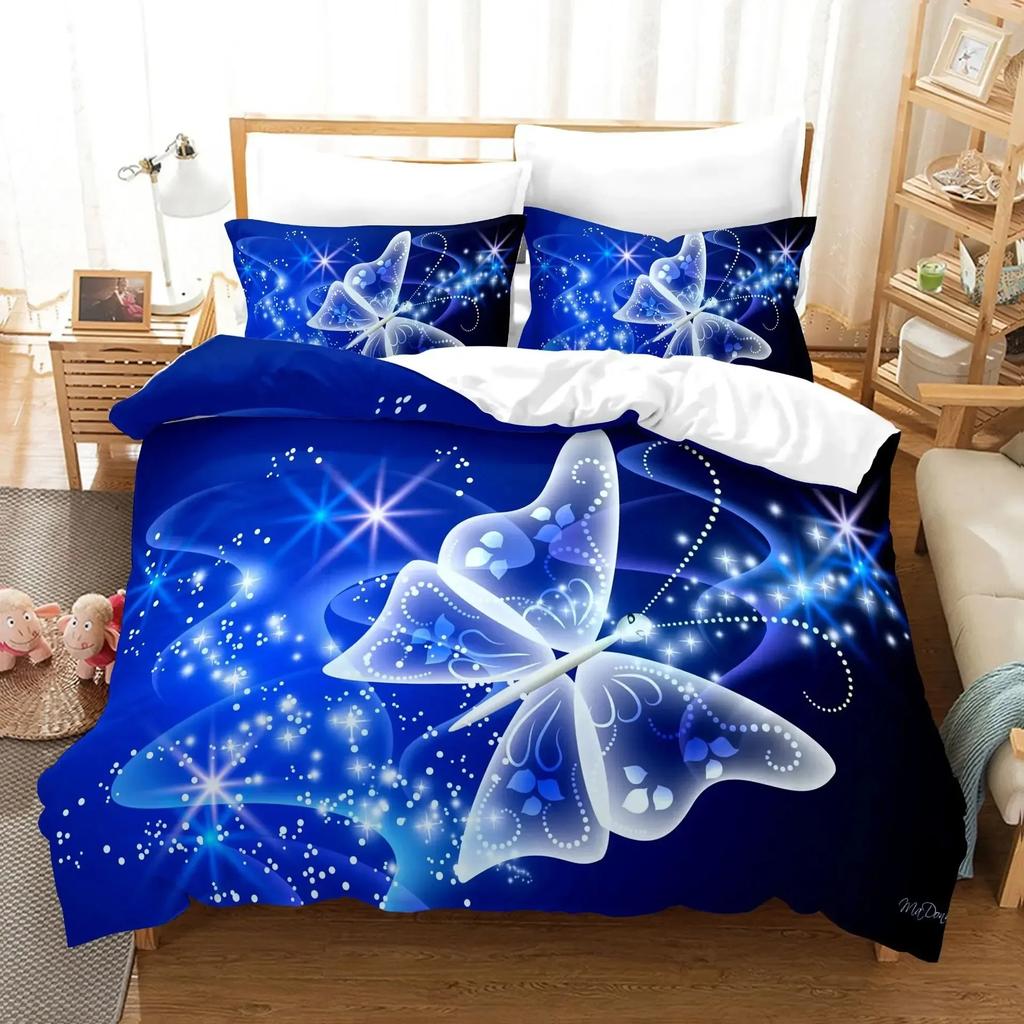 3D Print Fantasy Butterfly Animal Romantic Comfortable Duvet Quilt Cover Pillowcase Bedding Set Bedroom Decoration Home Textile