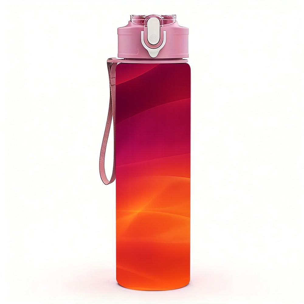1PC Red Orange Sunset Gradient Sky Print 750ml Color Plastic Sports Water Bottle Leakproof Flip Straw Lid Suitable for Sports Office Home Use