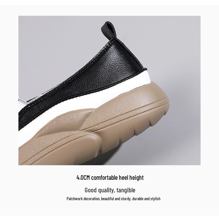 2022 Autumn Women's Ultra-Fiber Thick Sole White Casual Loafers with Color Blocking for Pregnancy