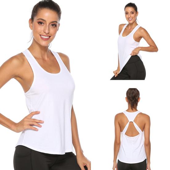 Women Loose Open Racerback U Neck Activewear Yoga Workout Fitness Vest Tank Top
