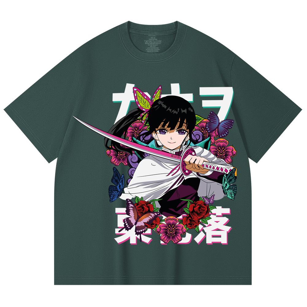 230 Gsm 100% Cotton Demon Slayer V99 Kanao Print Unisex Heavy Cotton T Shirt
