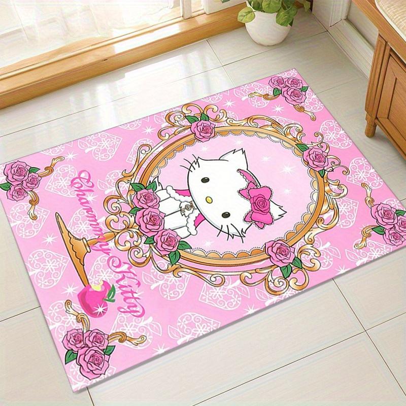1 шт. Роскошный ковер Hello Kitty - Розовые розы и золотая рамка - Идеально подходит для любой комнаты, Идея подарка z133 60cm by 90cm