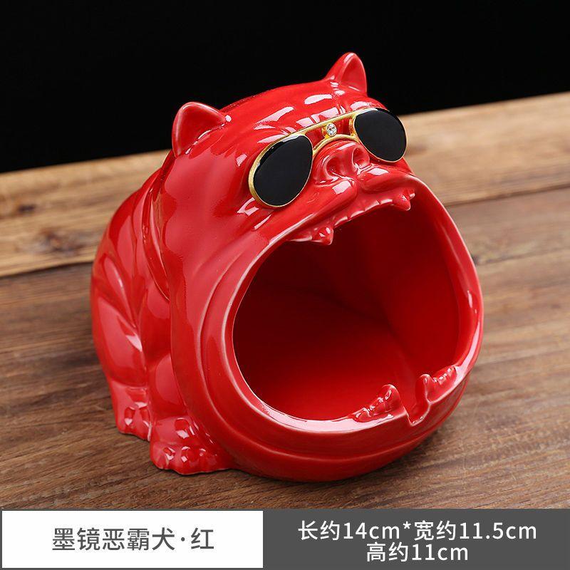 New Household Cute Cartoon Fu Pig Dog Ashtray Creative Ceramic Ashtray Personalized Trend Windproof Fly Ash